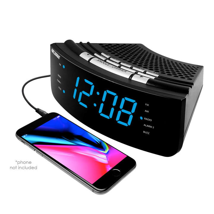 NS Blue LED Clock Radio with Digital Tuner Retail $20.97