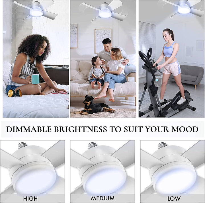 Bell+Howell Socket Breeze Modern Ceiling Fans with LED Lights, 10" LED E26/E27 Screw Base Mini Light Socket Fan with Cord for Bedroom, Living Room, Kitchen, Balcony Retail $51.95