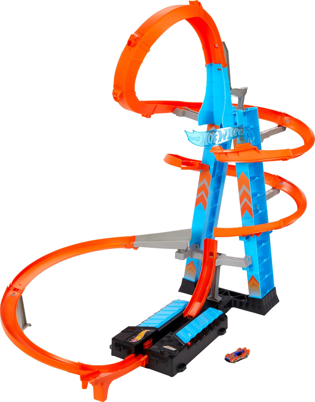 Hot Wheels Sky Crash Tower Track Set, 2.5+ ft / 83 cm High with Motorized Booster, Orange Track & 1 Hot Wheels Vehicle, Race Multiple Cars, Gift for Kids 5 to 10 Years Old & Up Retail $63.71