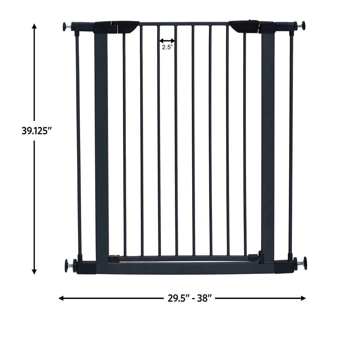 MidWest Homes for Pets 39-Inch High Walk-Thru Pressure Mounted Steel Dog Gate, Expands to 38 Inches Wide, Includes 3-inch Extensions, Textured Graphite Retail $57.29