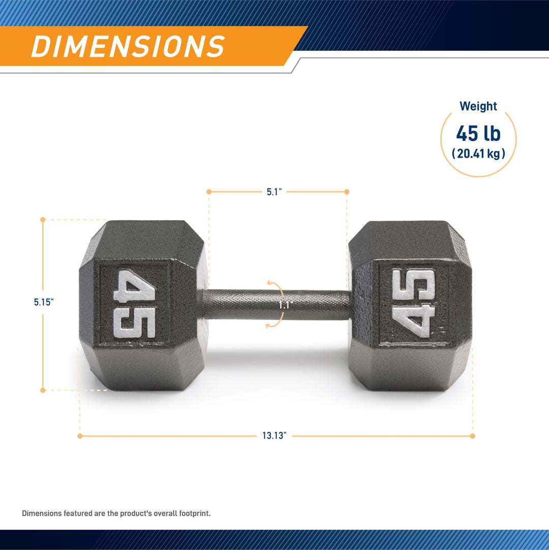 Marcy 45lb Cast Iron Hex Dumbbell, Single, IV-2045, Black Retail $89.99