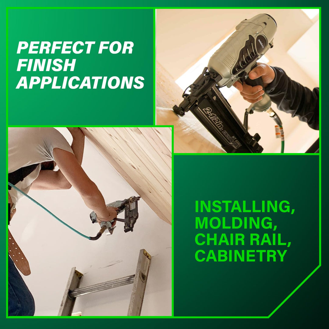 Metabo HPT Finish Nailer with Air Duster, Pro-Preferred Pneumatic Power Nailers, Ideal for Molding, Chair Rail, and Cabinetry, Lightweight 3.7 lbs, 16 Gauge, 1" to 2-1/2" Finish Nails, NT65M2S Retail $179.00