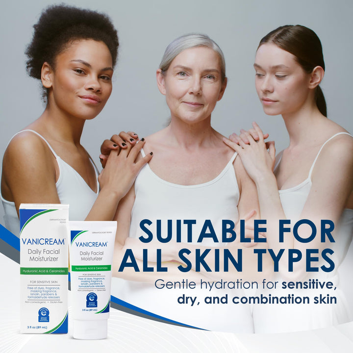 Vanicream Daily Facial Moisturizer With Ceramides and Hyaluronic Acid - Formulated Without Common Irritants for Those with Sensitive Skin, 3 fl oz Retail $13.97