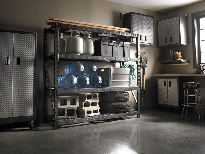 Gladiator 77" Wide Heavy Duty Rack with Four 24" Deep Shelves, Retail $349.99
