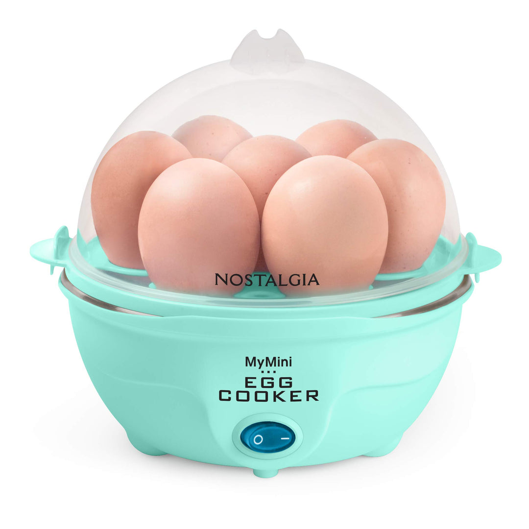 Nostalgia MyMini 7 Egg Cooker makes 7 soft medium or hard boiled eggs egg bowls includes egg white separator (Teal) Retail $12.97