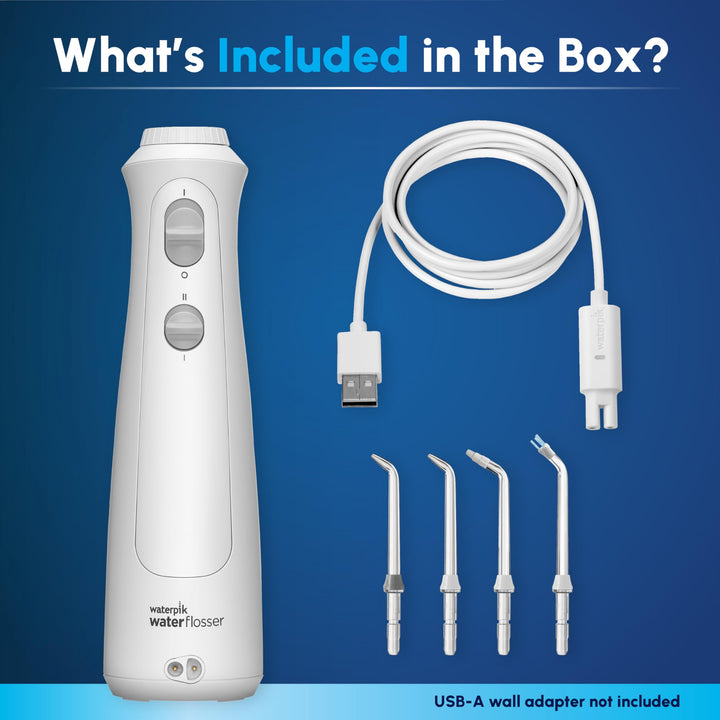 Waterpik Cordless Pearl Rechargeable Portable Water Flosser for Teeth, Gums, Braces Care and Travel with 4 Flossing Tips - ADA Accepted, WF-13 White, Packaging May Vary