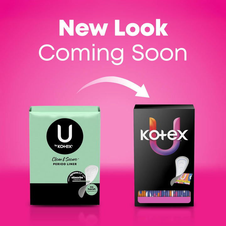 U by Kotex Panty Liners, Clean & Secure, Light Absorbency, Long Length, 126 Count (Packaging May Vary)