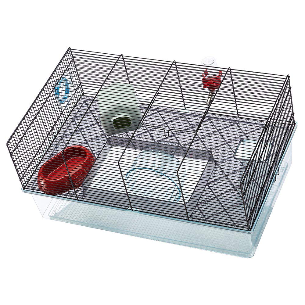 Ferplast Favola Hamster Cage Includes Free Water Bottle, Exercise Wheel, Food Dish & Hamster Hide-Out Large Hamster Cage Measures 23.6L x 14.4W x 11.8H-Inches
