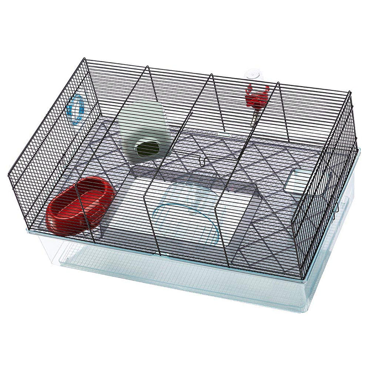 Ferplast Favola Hamster Cage Includes Free Water Bottle, Exercise Wheel, Food Dish & Hamster Hide-Out Large Hamster Cage Measures 23.6L x 14.4W x 11.8H-Inches