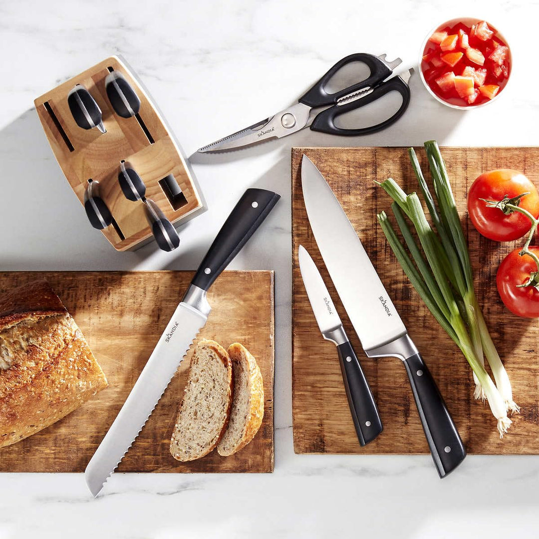 10-Piece Knife Set By Goofy Turtle Constract 10-Piece Knife Block Set – Medium, Silver Stainless Steel Kitchen Knives with Wood Storage Block, Precision Cutting Tools Retail $79.99