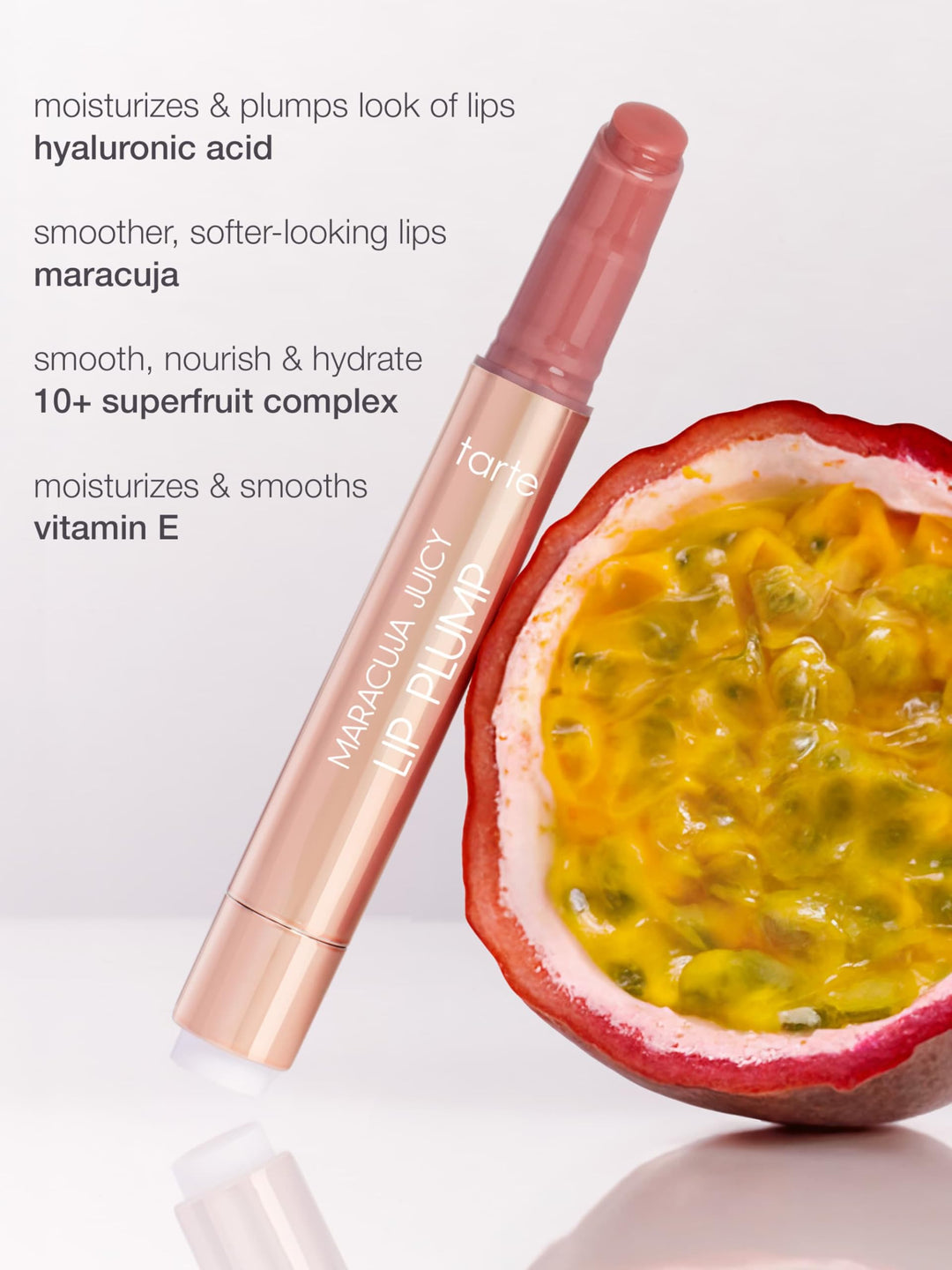 tarte maracuja juicy lip plump Ã¢â‚¬â€œ Hydrating & Volumizing Lip Plumper Gloss Balm with Nourishing Hyaluronic Acid & Vitamin E, Plumps & Moisturizes, Vegan & Cruelty-Free