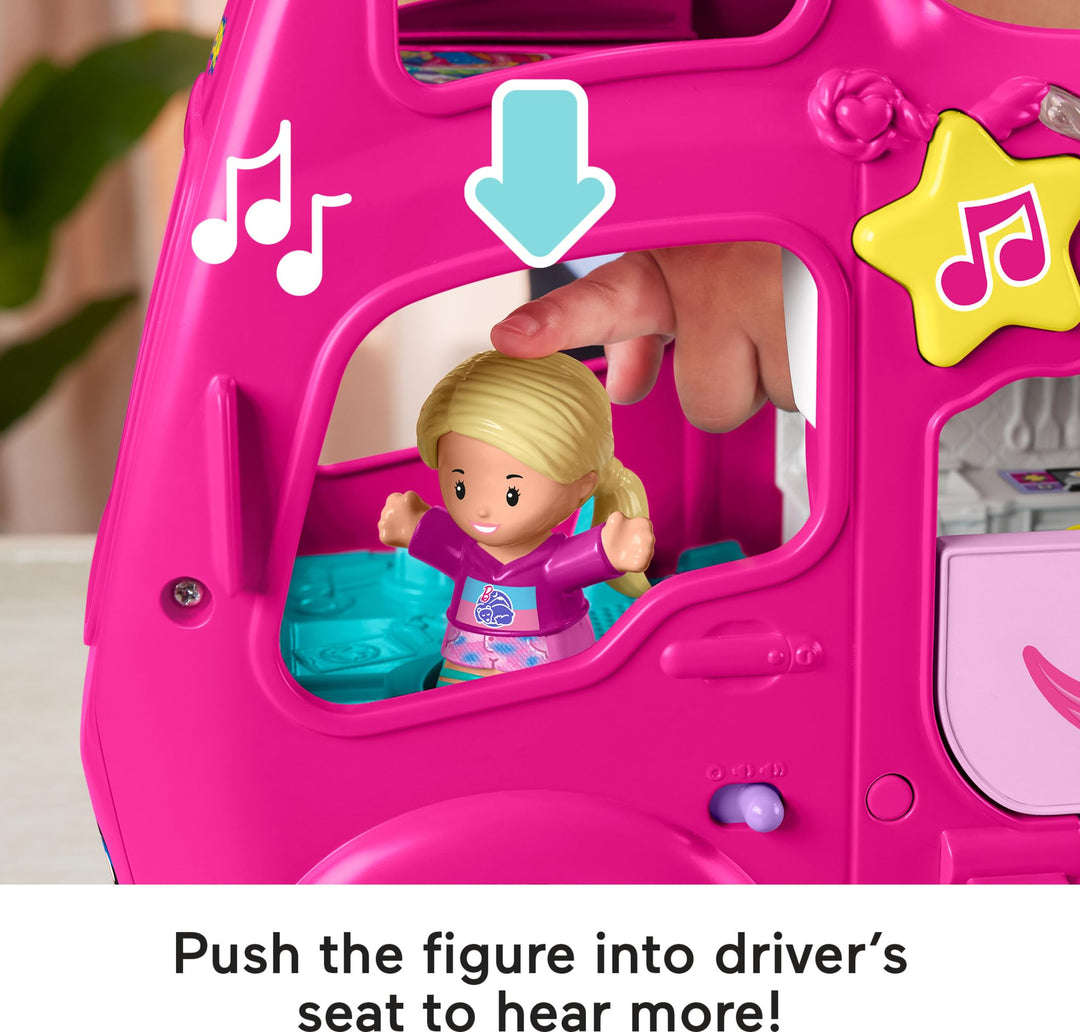 Fisher-Price Little People Toddler Toy Barbie Dreamcamper RV Playset with Music Lights & Figures for Pretend Play Kids Ages 18+ Months Retail $43.19