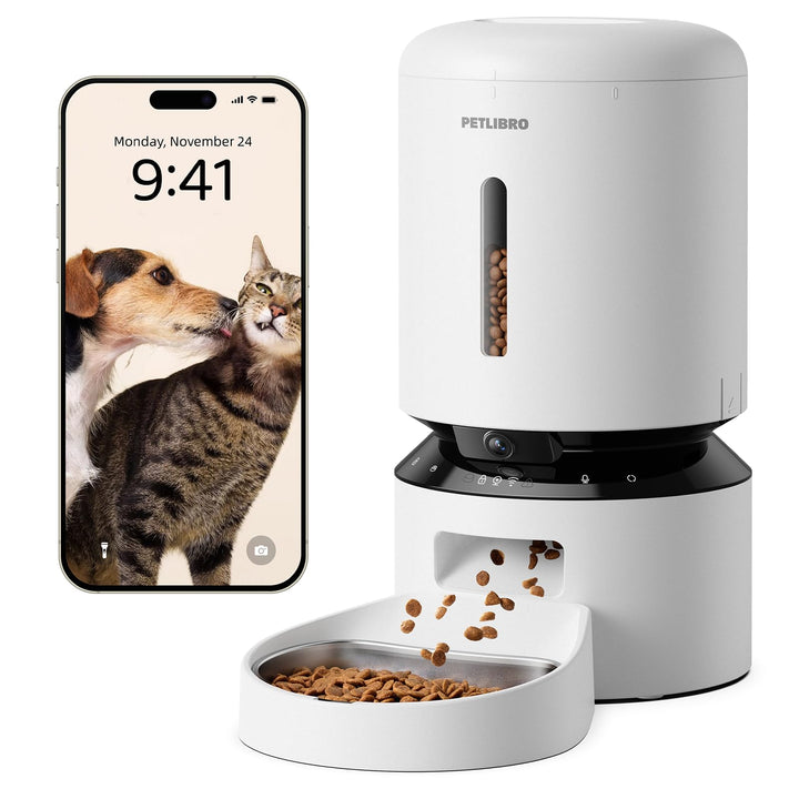 PETLIBRO Automatic Cat Feeder with Camera, 1080P HD Video with Night Vision, 5G WiFi Pet Feeder with 2-Way Audio, Low Food & Blockage Sensor, Motion & Sound Alerts for Cat & Dog Single Tray Retail $159.99