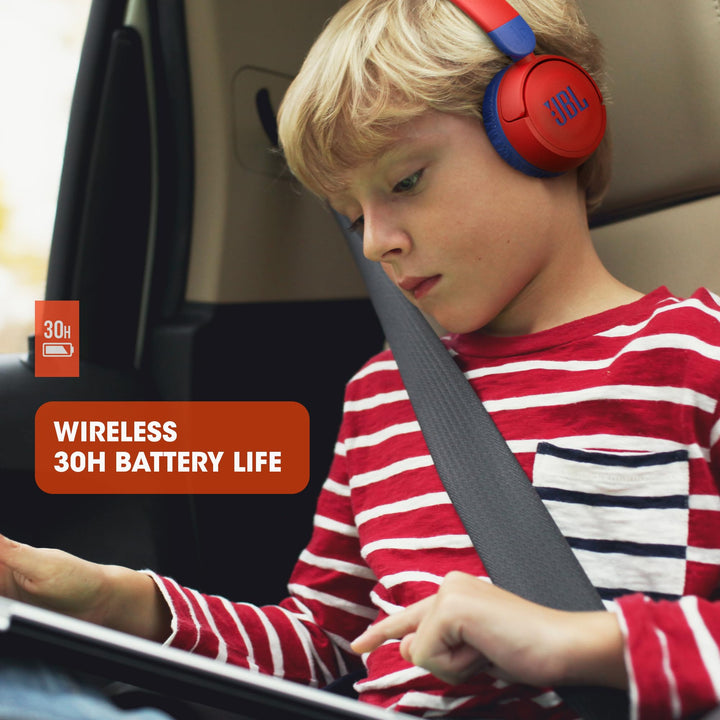 JBL Jr310BT Kids Wireless On-Ear Headphones - Bluetooth Headphones with Microphone, Safe Sound Under 85dB Volume, 30H Battery, Foldable, Comfort, Easy, Soft, Cool Colors (Red), Small Retail $49.95