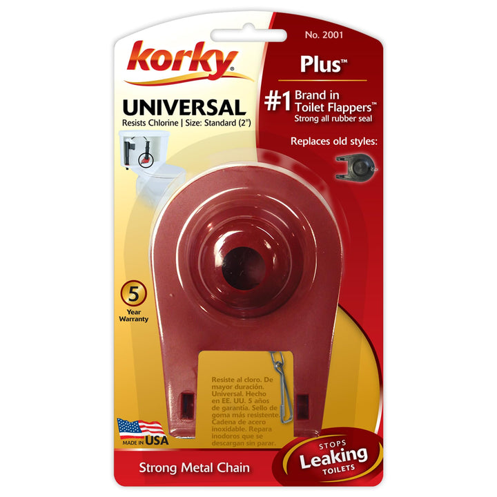 Korky Plus Standard 2-Inch Toilet Flapper - Long Lasting Rubber - Easy to Install - Made in USA, 2001BP Retail $11.99