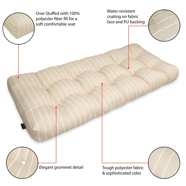 Classic Accessories Patio Bench Cushion, Soft Beige, Stripe, 42”W Retail $38.99