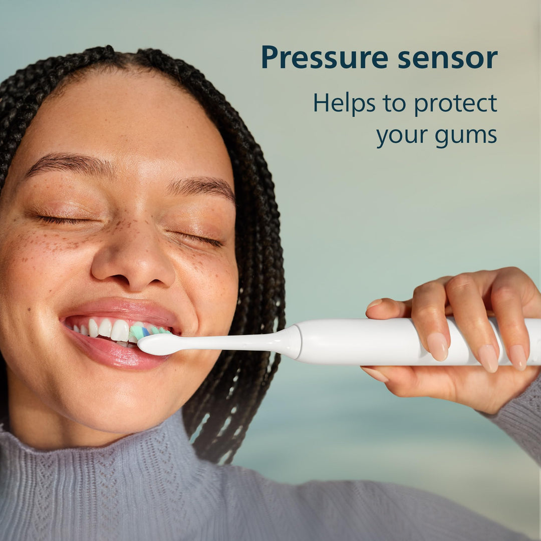 Philips Sonicare 4100 Series Electric Toothbrush - Sonic Toothbrush with Advanced Sonic Technology, Pressure Sensor, Two Intensity Settings, Smartimer & Quadpacer, White, Model HX3681/23