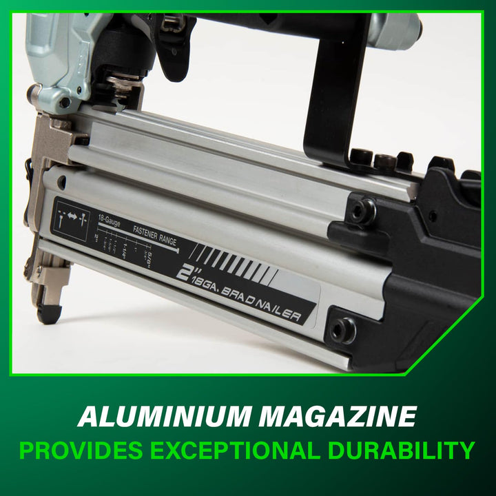 Metabo HPT Pro Brad Nailer, Pro-Preferred Pneumatic Finish Power Nailer for Trim Work, Furniture Building, Lightweight and Durable with Aluminum Magazine, 18 Gauge, 5/8" to 2" Brad Nails, NT50A5 Retail $159.00
