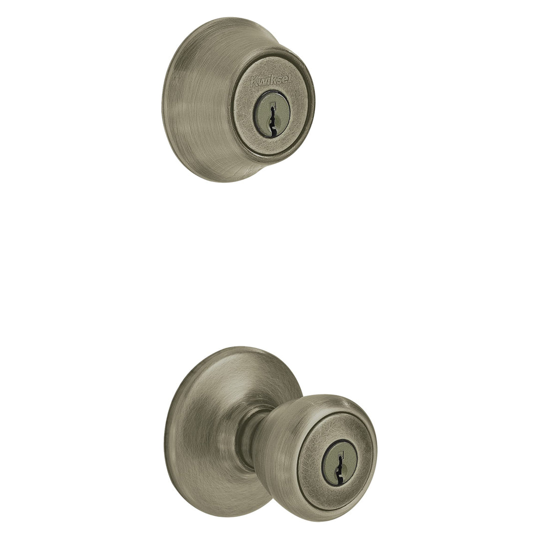 Kwikset 690 Tylo Entry Knob and Single Cylinder Deadbolt Combo 6-Pack, Antique Brass Retail $32.99