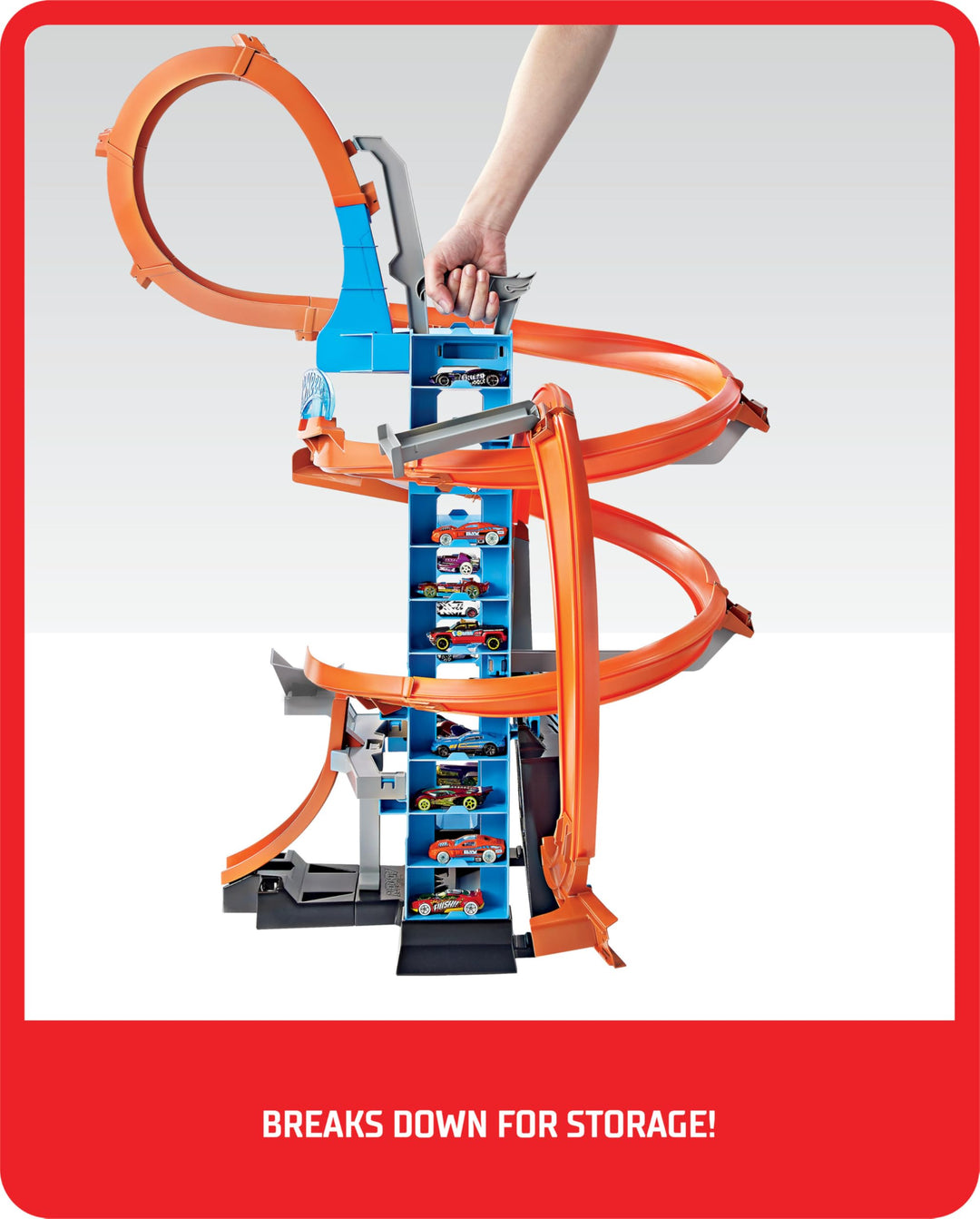 Hot Wheels Sky Crash Tower Track Set, 2.5+ ft / 83 cm High with Motorized Booster, Orange Track & 1 Hot Wheels Vehicle, Race Multiple Cars, Gift for Kids 5 to 10 Years Old & Up Retail $63.71