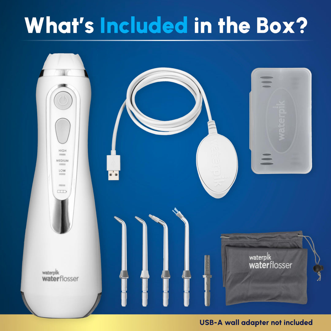 Waterpik Cordless Advanced 2.0 Water Flosser For Teeth, Gums, Braces, Dental Care With Travel Bag and 4 Tips, ADA Accepted, Rechargeable, Portable, and Waterproof, White WP-580, Packaging May Vary Retail $99.99