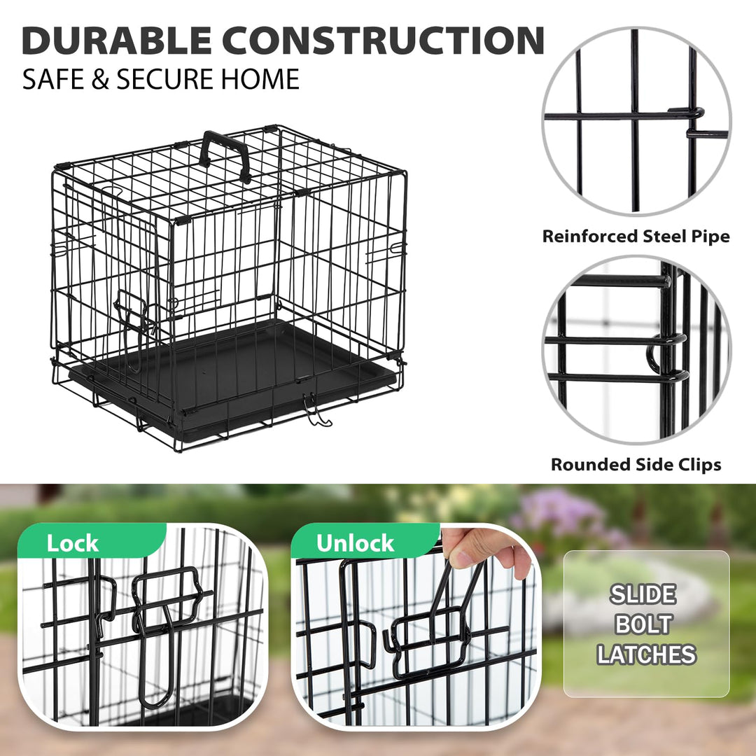 BestPet | Dog Crate | 18" | Black | Foldable Metal Kennel with Single Doors, Secure Slide-Bolt Latches, Leakproof Tray | Portable Dog Cage for Small Breeds | for Travel, Indoor & Outdoor Use Retail $22.99