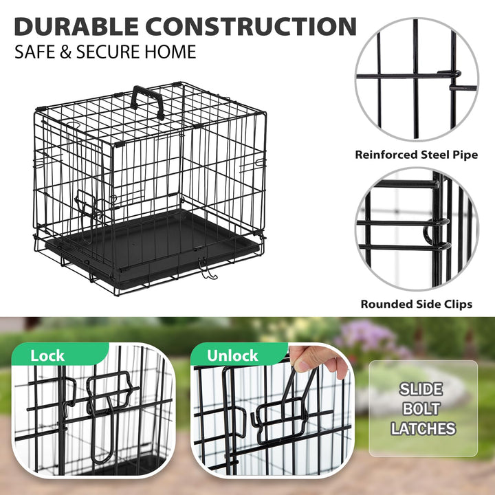 BestPet | Dog Crate | 18" | Black | Foldable Metal Kennel with Single Doors, Secure Slide-Bolt Latches, Leakproof Tray | Portable Dog Cage for Small Breeds | for Travel, Indoor & Outdoor Use Retail $22.99