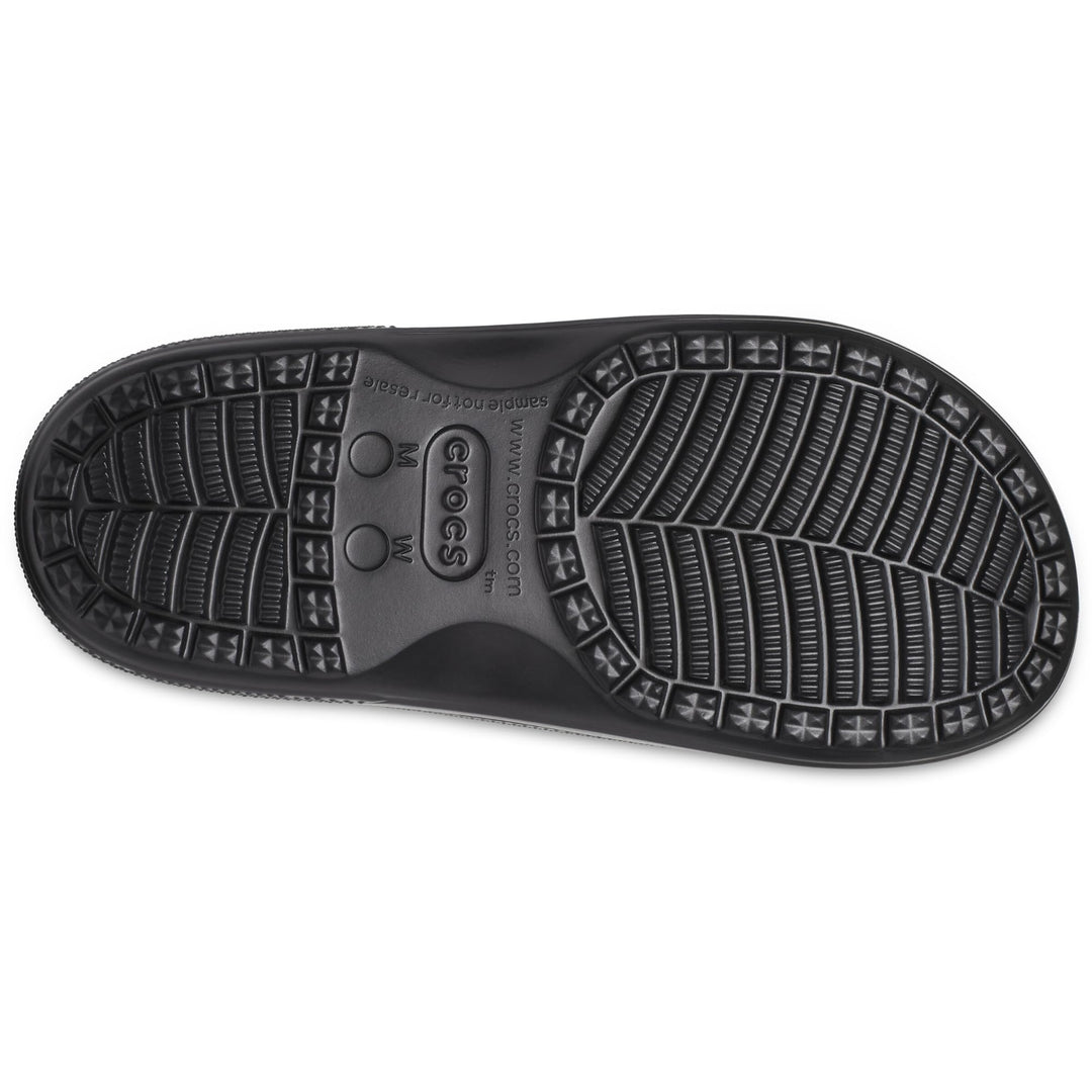 Crocs Men's and Women's Baya Two-Strap Slide Sandals, Black, 7 Women/5 Men Retail $39.99