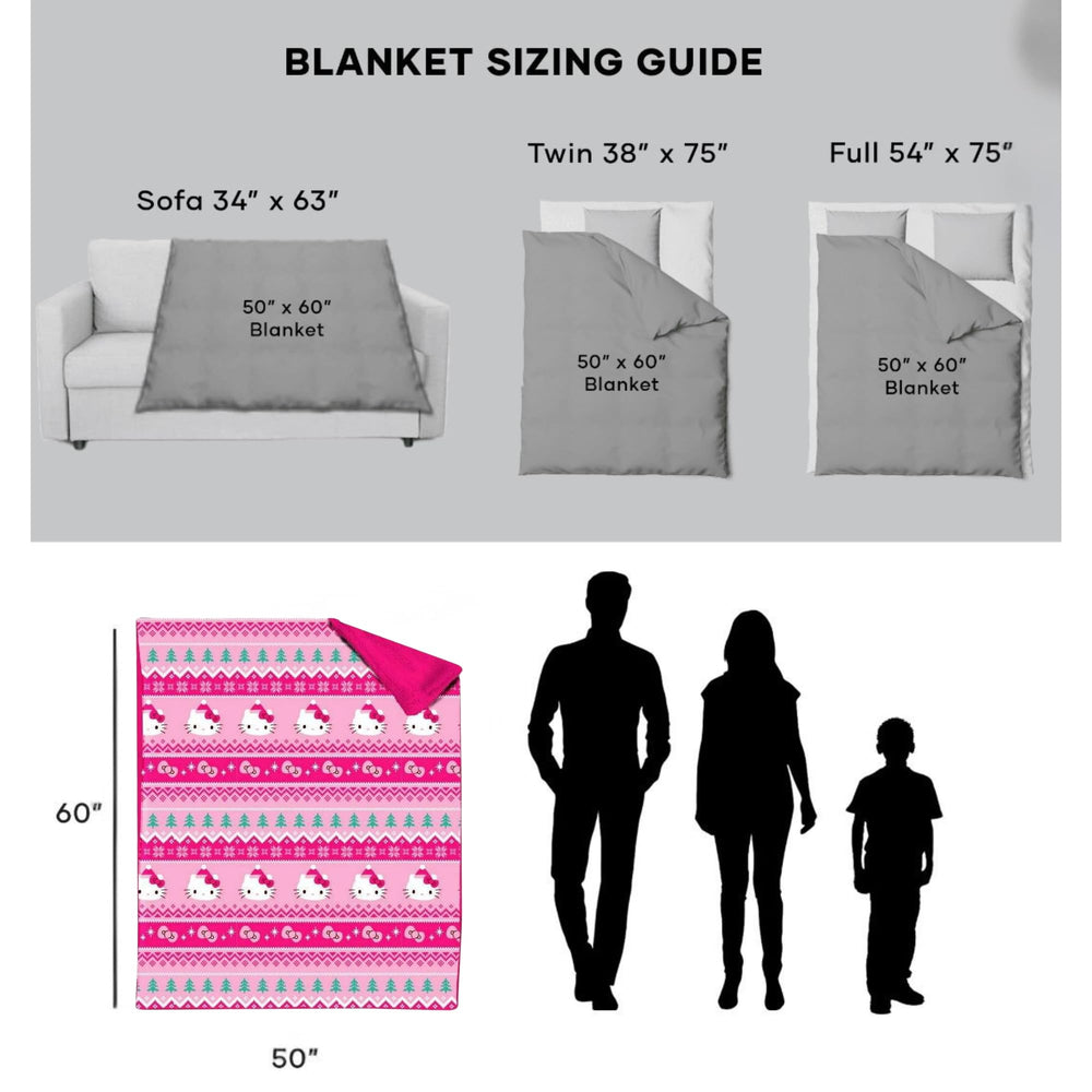 Northwest for Hello Kitty Holiday Fair Isle Throw Blanket, Pink Christmas Pattern, Reversible Sherpa, 50 x 60 inches Retail $50.00