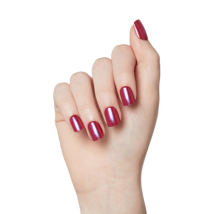 KISS imPRESS No Glue Mani Press On Nails, Color FX, 'This City', Dark Red, Short Size, Squoval Shape, Includes 30 Nails, Prep Pad, Instructions Sheet, 1 Manicure Stick, 1 Mini File