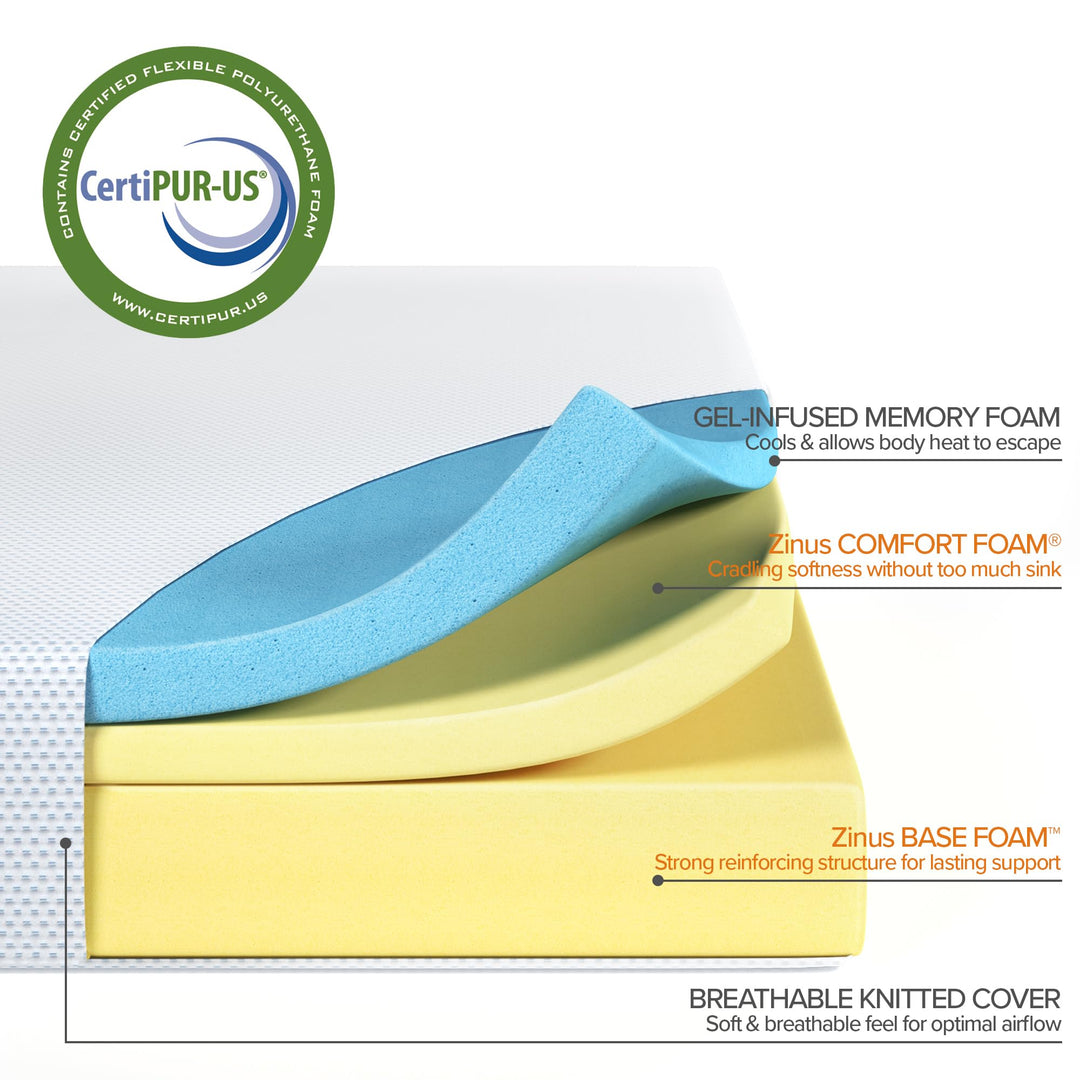 ZINUS 12 Inch Green Tea Cooling Gel Memory Foam Mattress, Fiberglass Free, Cooling Gel Foam, Pressure Relieving, CertiPUR-US Certified, Mattress in A Box, Queen Retail $228.00
