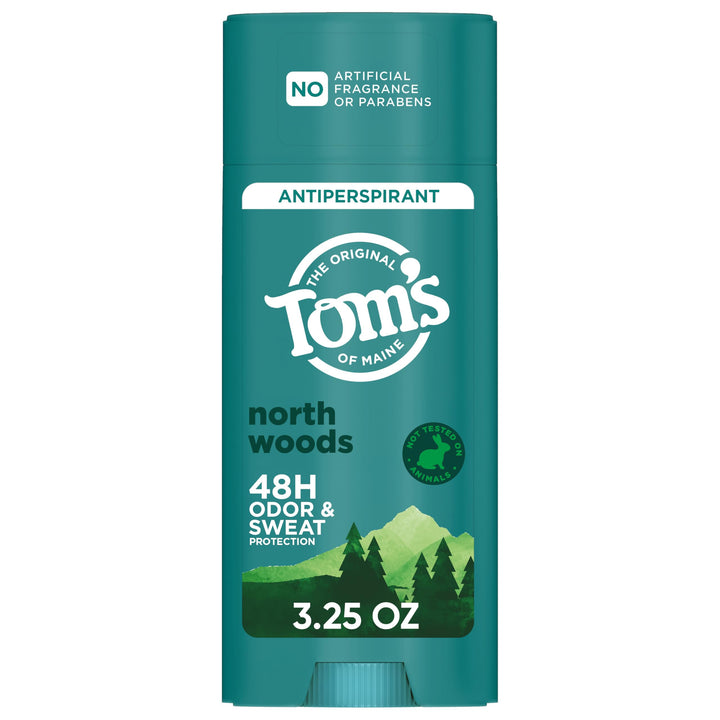 TomÃ¢â‚¬â„¢s of Maine North Woods Antiperspirant for Men and Women, No Artificial Fragrances, Dyes, or Preservatives, Baking Soda Free, 48-Hour Odor and Sweat Protection, 3.25 oz