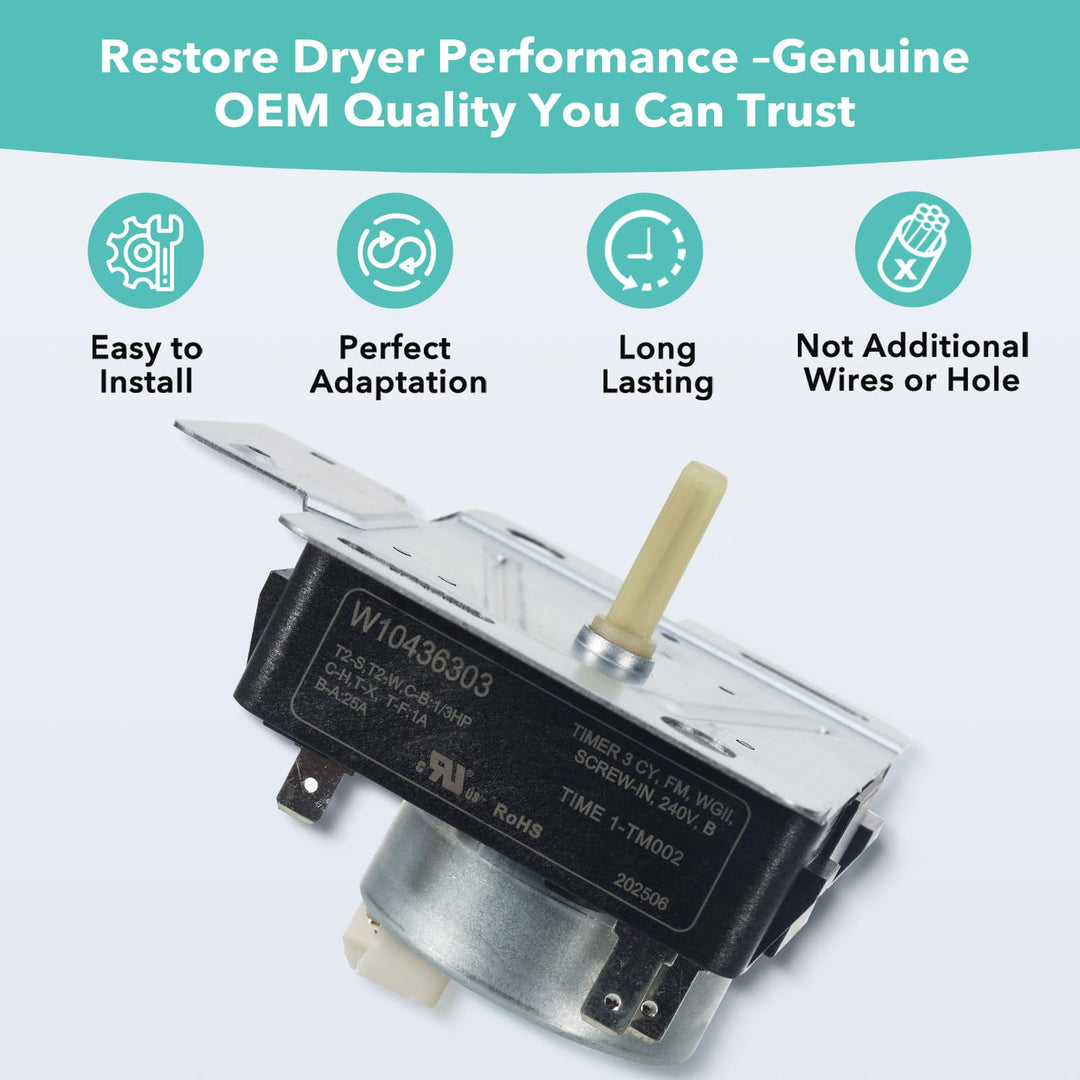 Lovgedr WPW10436303 W10436303 Dryer Timer Replacement, Genuine OEM, Replaces 418-618-20-B5, AP6021393, PS11754717, PS3632909, Fits Whirlpool, Kenmore, Amana, Admiral Dryers, 2-Year Warranty