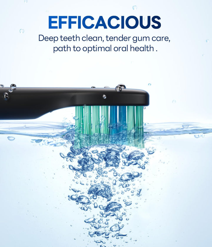 Bymore Electric Toothbrush for Adults, Sonic Rechargeable Toothbrush with 8 Brush Heads, 330-Day Battery, 5 Cleaning Modes & 2-Min Timer, Travel-Friendly Ultra Clean Design Ã¢â‚¬â€œ Black