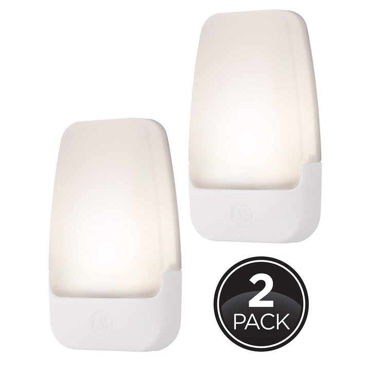 GE LED Night Light, Plug-in, Dusk to Dawn Sensor, Warm White, Ambient Lighting, Ideal Kids Adults Nightlight for Bedroom, Bathroom, Nursery, Hallway, Kitchen, 30966, 2 Pack Retail $11.99