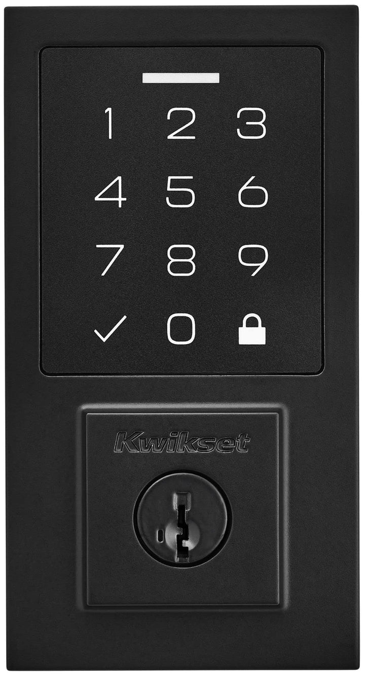 Kwikset 9270CNT-514S Contemporary SmartCode Touchpad Electronic Deadbolt SmartKey Matte Black Finish Retail $124.95