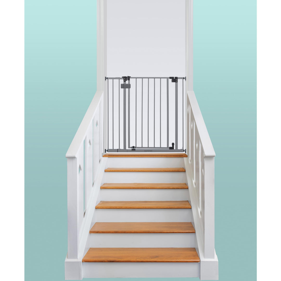 Ingenuity Summer Infant Central Station Stairway Wall, Banister, or Doorway Simple to Secure Safety Pet and Baby Gate with 3 Extension Frames, Gray Retail $67.99