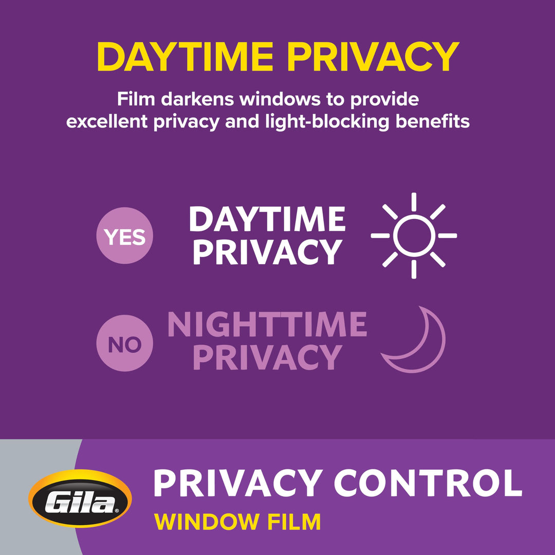 Gila Privacy Black Static Cling Residential DIY Window Film No Glue No Adhesive 3ft x 6.5ft (36in x 78in) - PB78