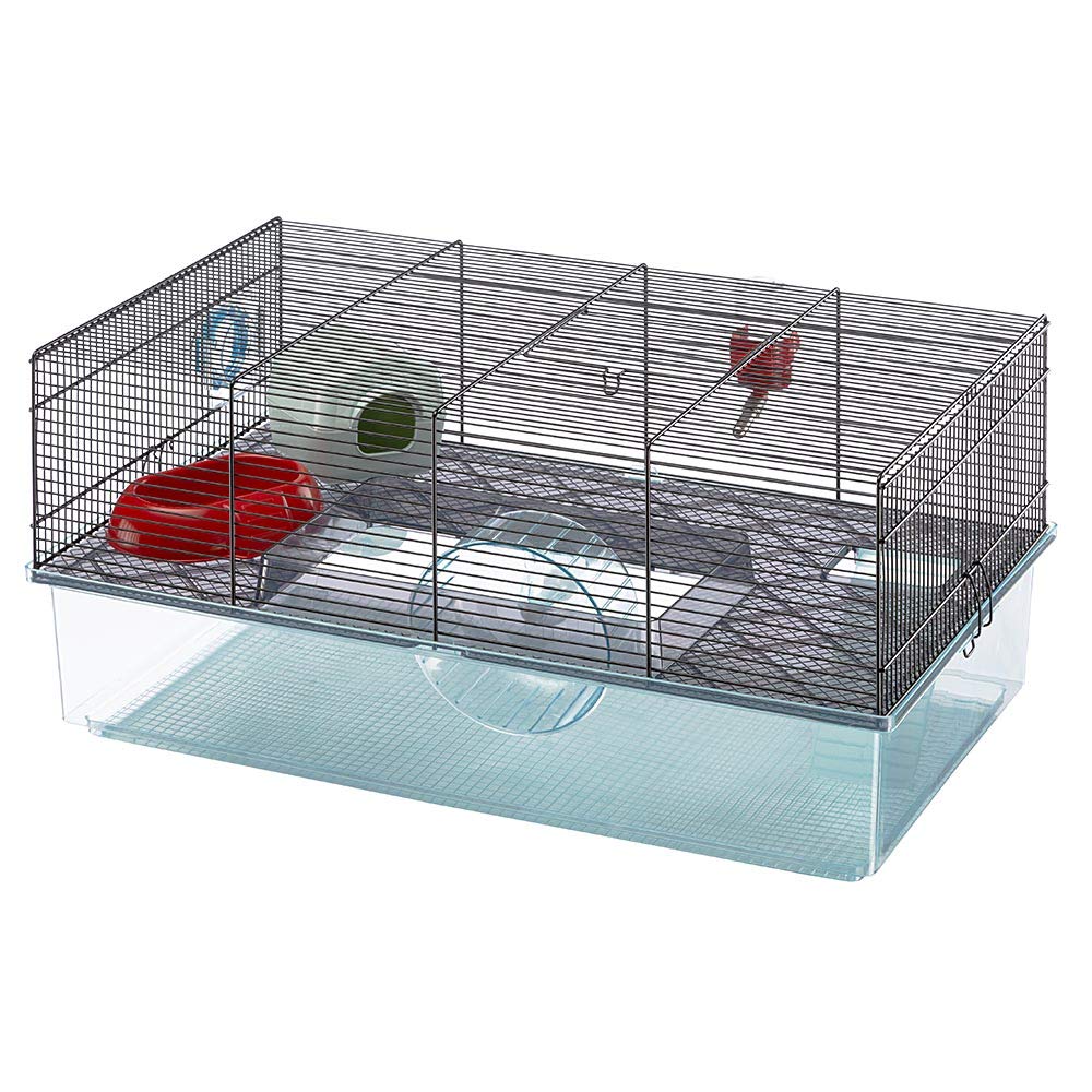 Ferplast Favola Hamster Cage Includes Free Water Bottle, Exercise Wheel, Food Dish & Hamster Hide-Out Large Hamster Cage Measures 23.6L x 14.4W x 11.8H-Inches