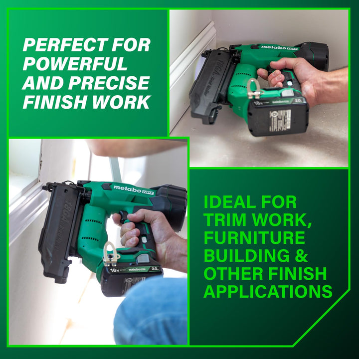 Metabo HPT 18V MultiVolt Brushless Compact Cordless Brad Nailer Kit, 18 Gauge Nailer with Power Tool 2.0Ah Lithium Ion Battery, Drives 5/8" to 2" Brad Nails, NT1850DFT Retail $349.00