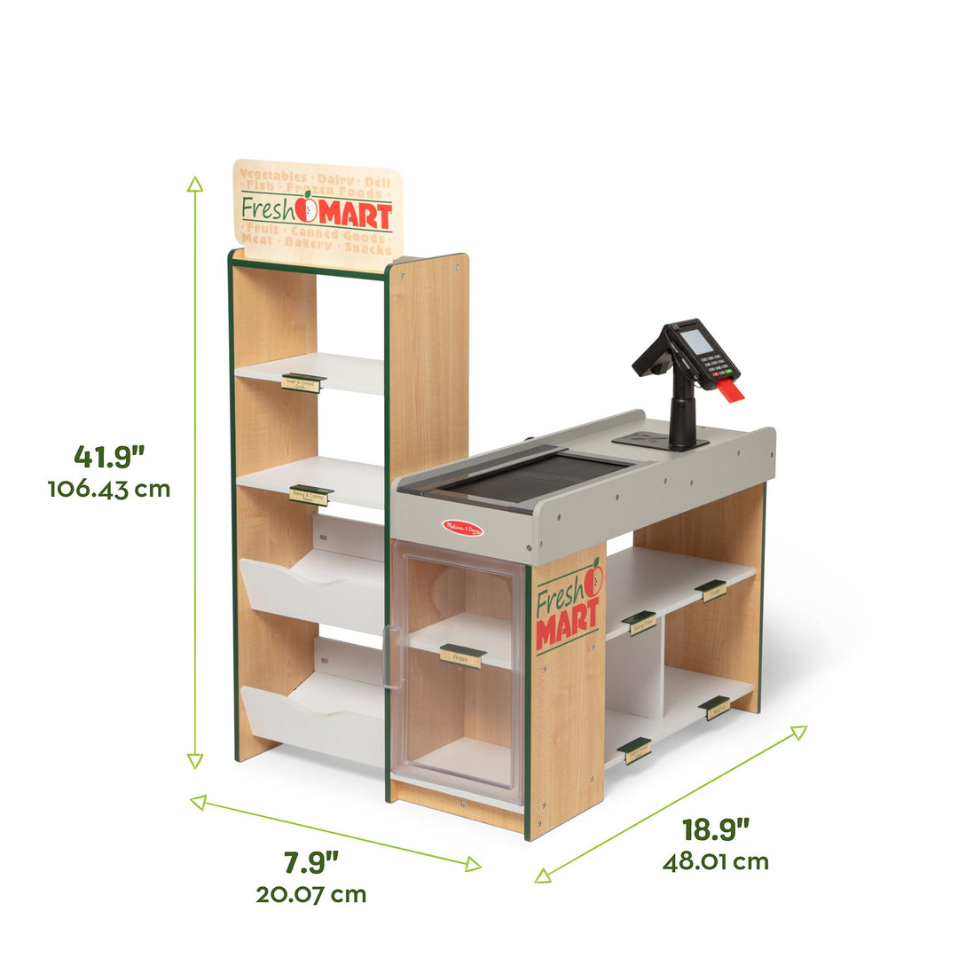 Melissa & Doug, Fresh Mart Pretend Grocery Store, Kids Cash Register with Scanner, Shelves, & Conveyor Belt, Kids Toys for Girls & Boys Retail $159.00