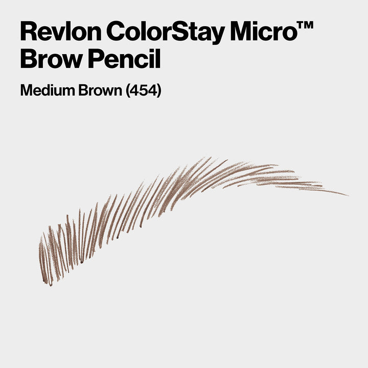 Revlon ColorStay Micro Eyebrow Pencil with Built In Spoolie Brush, Infused with Argan and Marula Oil, Stocking Stuffer for Her, 454 Medium Brown, 0.003 oz Retail $8.22