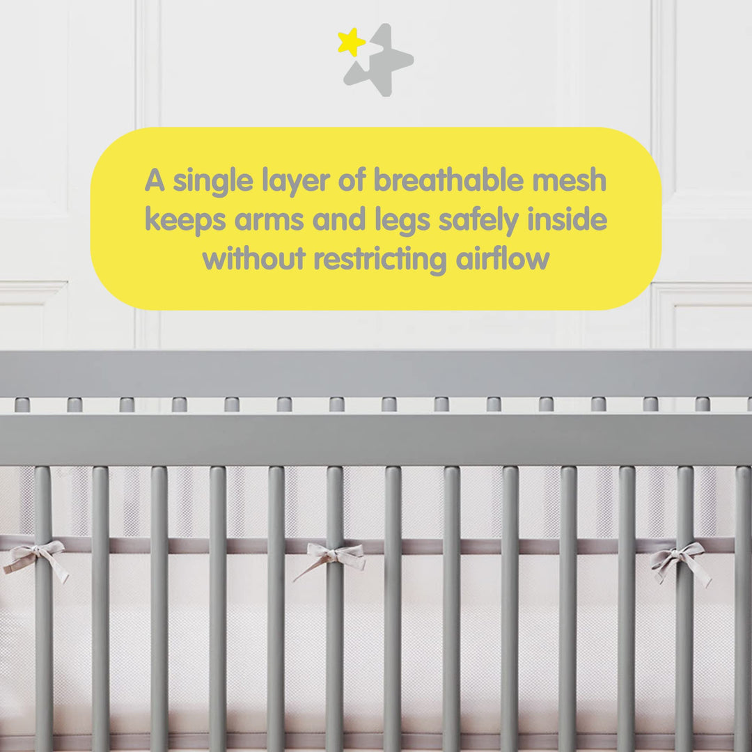 Halo Breathable Mesh Liner for Full-Size Cribs, Classic 3mm Mesh, White (Size 2FS Covers 2 Sides) Retail $37.99