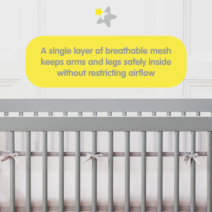 Halo Breathable Mesh Liner for Full-Size Cribs, Classic 3mm Mesh, White (Size 2FS Covers 2 Sides) Retail $37.99
