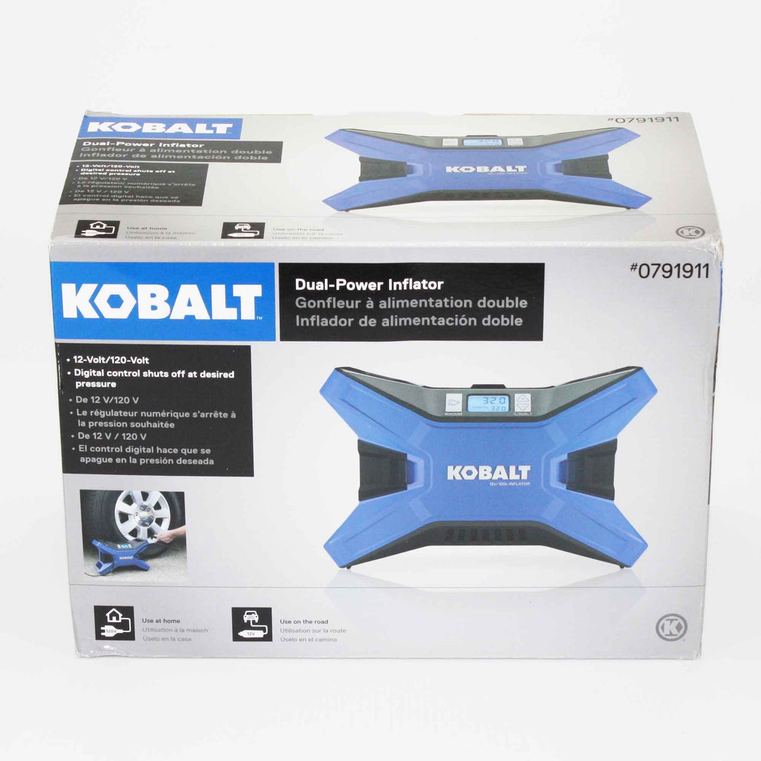 Kobalt 120v & 12v Portable Air Compressor Inflator Tire Pump Nozzle Needles 120 PSI LED Display Retail $83.84