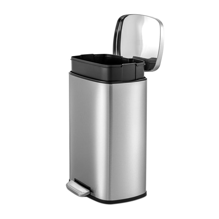 QUALIAZERO 50L/13Gal Heavy Duty Hands-Free Stainless Steel Commercial/Kitchen Step Trash Can, Fingerprint-Resistant Soft Close Lid Trashcan, 50L / 13 GAL Retail $69.98