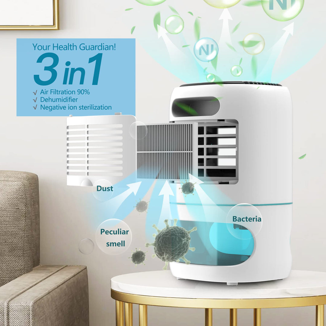 Hoomace 2 In 1 Small Humidifier Dehumidifier Combo, Humidifiers Dehumidifier For Home Bedroom With Drain Hose Temperature Display,4 Modes,7 Color LED Lights,Timer Set Retail $65.00
