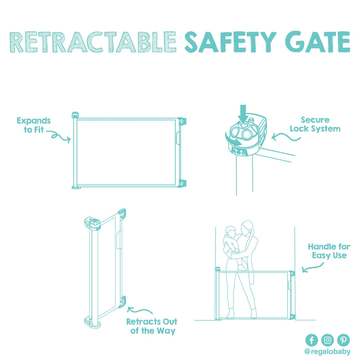 Regalo Safety 50" Extra Wide Retractable Baby Gate, Mesh Safety Gate for Doorways, Hallways & Bottom of Stairs, Hardware Mounted Gate for Babies, Toddlers & Pets, Lock Indicator Window, Gray Retail $34.98