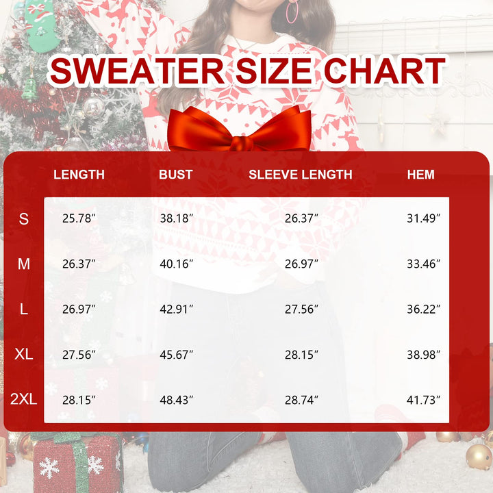 Sarin Mathews Reindeer Christmas Sweater for Women Family Matching Outfits Funny Cut Holiday Ugly Sweaters Pullover Top XL Retail $59.99