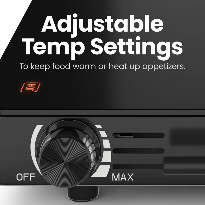 Chefman Electric Warming Tray with Adjustable Temperature Control, Perfect For Buffets, Restaurants, Parties, Events, and Home Dinners, Large 21Ã¢â‚¬Â x 16Ã¢â‚¬Â Glass-Top Surface Keeps Food Hot Ã¢â‚¬â€œ Black